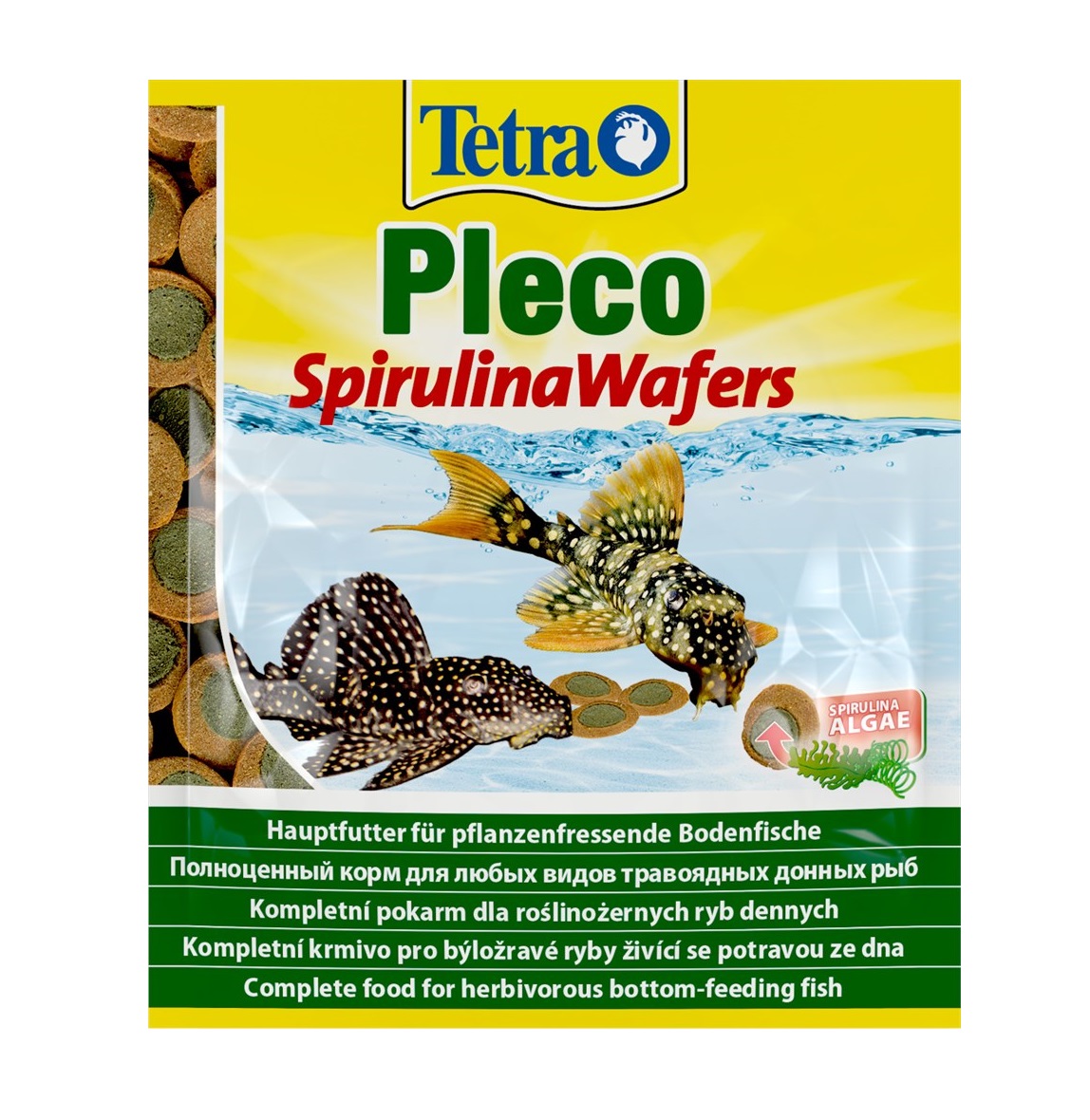 Tetra Pleco Spirulina Wafers 15 г (пакетик) - корм для крупных травоядных донных рыб (таблетки)