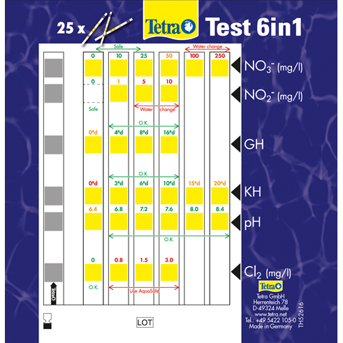Тесты-полоски для воды TETRA Test 6in1 (25 полосок)