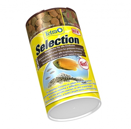 Tetra Selection 4 в 1 (100 мл) - хлопья, чипсы, гранулы, вафер микс