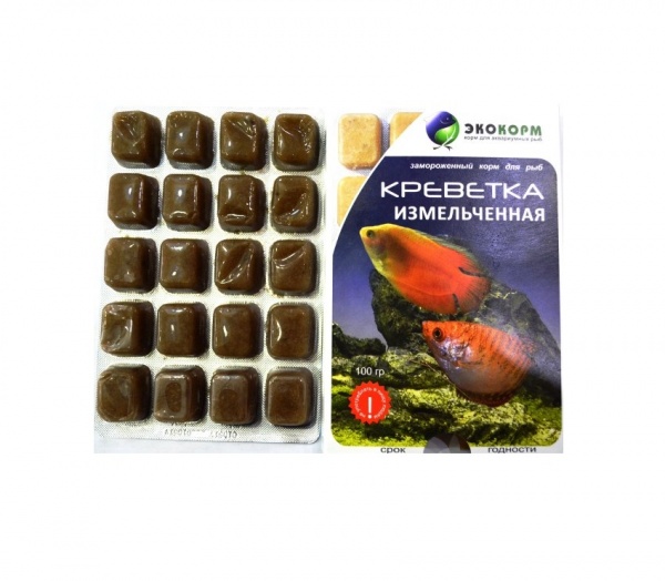 Креветки измельченные замороженные в блистере 100 гр.   ЭкоКорм