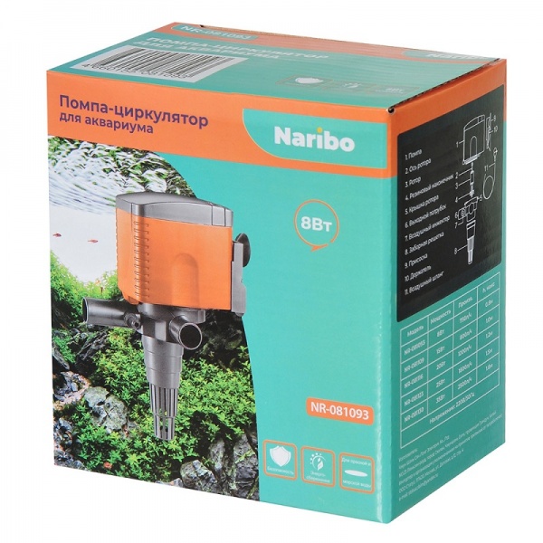 NR-081093 Naribo Помпа-циркулятор 8Вт, 750л/ч, h.max 0,8м