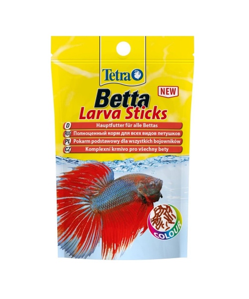 Корм для петушков и других лабиринтовых рыб Tetra Betta LarvaSticks, в форме мотыля, 5 г