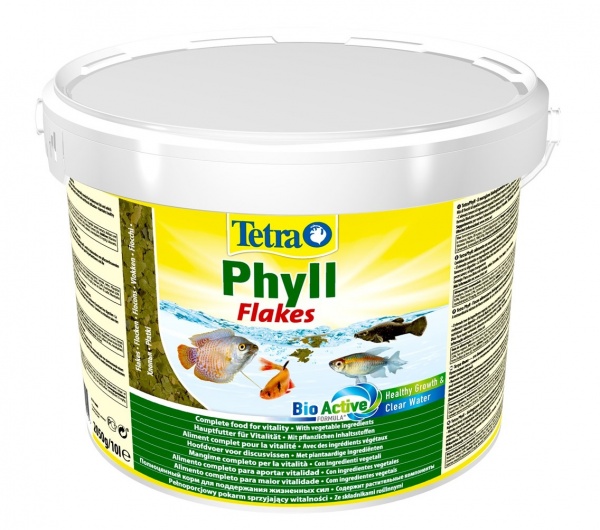 Tetra Phyll 10 л - ведро - корм для растительноядных рыб (хлопья)