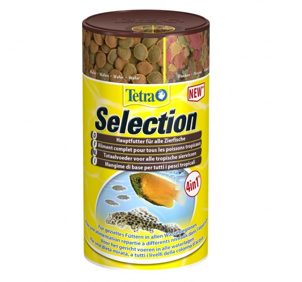 Tetra Selection 4 в 1 (250 мл) - хлопья, чипсы, гранулы, вафер микс