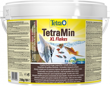 TetraMin XL Flakes 10л (ведро) - универсальный корм для рыб (крупные хлопья)