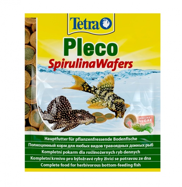 Tetra Pleco Spirulina Wafers 15 г (пакетик) - корм для крупных травоядных донных рыб (таблетки)