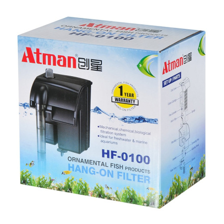 Atman ATM-HF-0100 Фильтр рюкзачный для аквариумов до 20 л, 190 л/ч, 3W (черный корпус)