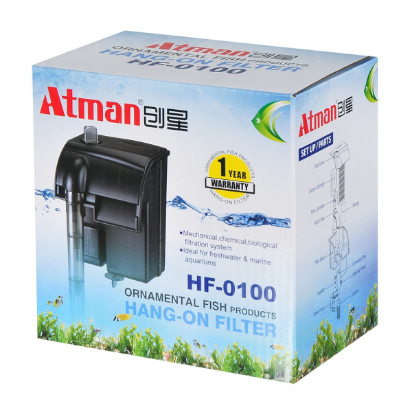 Atman ATM-HF-0100 Фильтр рюкзачный для аквариумов до 20 л, 190 л/ч, 3W (черный корпус)