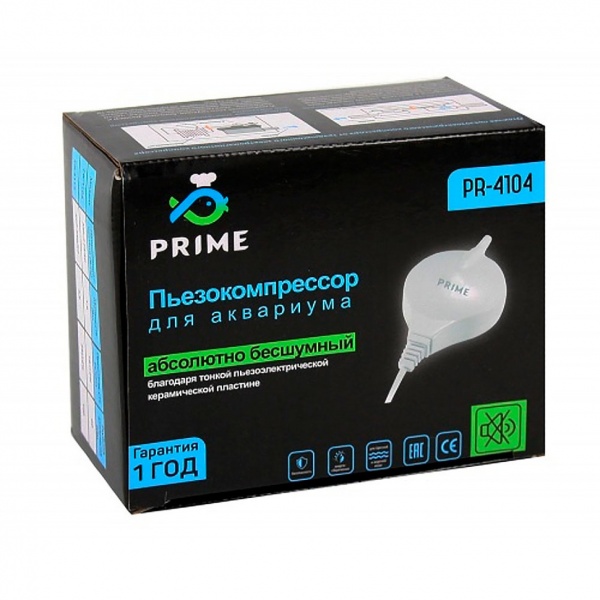 Пьезокомпрессор PRIME PR-4104, 1,8Вт, 18 л/ч, глубина аквариума до 60см, абсолютно бесшумный