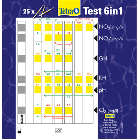Тесты-полоски для воды TETRA Test 6in1 (25 полосок)