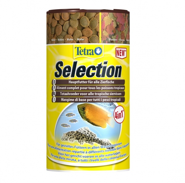 Tetra Selection 4 в 1 (250 мл) - хлопья, чипсы, гранулы, вафер микс