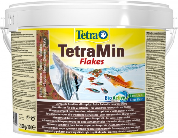 TetraMin Flakes 10л (ведро) - универсальный корм для рыб (хлопья)